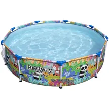 BESTWAY Steel Pro Paradise Frame Pool rund 274 x 66 cm bunt