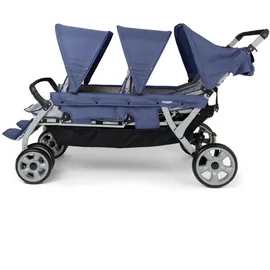 GAGGLE Jamboree 6-Sitzer-Kinderwagen für mehrere Kinder mit UV-blockierenden Verdecken, verstellbaren Sitzen, 5-Punkt-Sicherheitsgurt, kompakt zusammenklappbar, Parks und Reisen, Blau