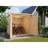 Karibu Gartenhaus Bikebox Fahrradgarage 4 19 mm naturbelassen, BxT: 216.5x212.5 cm, 19 mm Wandstärke beige