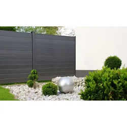 Alu Steckzaun Randers Tor - 100 x 180 cm - Farbe: Anthrazit - Rahmen: Anthrazit - Alu Steckzaunsystem Tür - inkl. Bänder - Schließblech