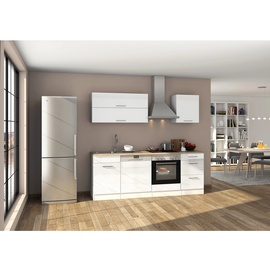 Held Küchenzeile Mailand 220 cm weiß hochglanz/weiß