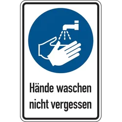 Kombischild, Hände waschen nicht vergessen, Folie - 200x300 mm Folie selbstklebend