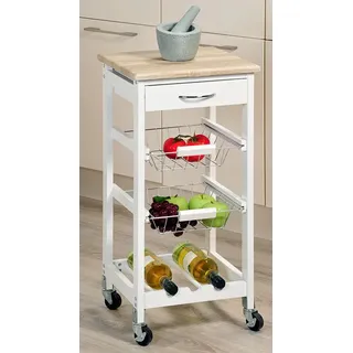 KESPER | Küchenwagen, Material: Holz, Maße: 36 x 36 x 77 cm, Farbe: Weiß, Braun | 25814 13