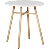 Mid.you Esstisch, Weiß, Eiche, Metall, Holzwerkstoff, rund, Rundrohr, 70x75x70 cm, Esszimmer, Tische, Esstische, Esstische rund