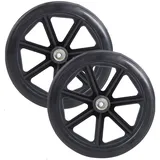 RUIRUME 1 Paar Rollstuhl-Vorderräder mit Schrauben, rutschfeste Gummirollen, PU-Reifen grau schwarz, verschleißfest, rutschfest, Lochabstand 0,8 cm, stark tragend, (Color : Black, Size : 8 inches)