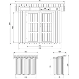 TIMBELA Gartenhaus 1,61 x 2,94 m Braun