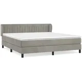 vidaXL Boxspringbett mit Matratze Hellgrau 160x200 cm Samt1397650