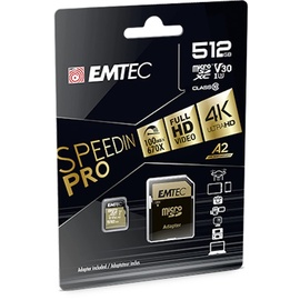 Emtec ECMSDM512GXC10SP Speicherkarte, 512 GB, MicroSDXC UHS-I U3 V30 A2, Class 10
