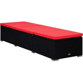 furnicato Sonnenliege 195 x 60 x 31 cm Schwarz/Rot