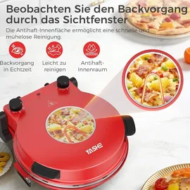 yashe Elektrischer Pizzaofen für die Arbeitsplatte mit Pizzastein, Einstellbare Temperatur & Timer,