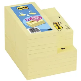 Post-it Post-it® Notes Haftnotizen-Set 654655P gelb, 12 Blöcke + GRATIS 12 Blöcke Haftnotizen 5,1 x 3,8 cm