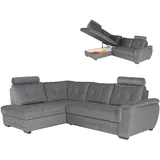 Roller Ecksofa, & grau - Webstoff - Liegefunktion - Staukasten links,