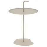 casa.pro Outdoor-Metalltisch Calimera 56 x Ø 38 cm Champagne Rund Balkonmöbel wetterfest Beistelltisch Gartentisch mit integrierter Griff