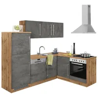 Kochstation Winkelküche »KS-Samos«, mit E-Geräten, Stellbreite 230 x 170 cm grau