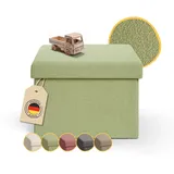 Laleni Sitzbank mit Stauraum - Truhenbank mit Stauraum 41x31 cm - kleine Sitztruhe mit Stauraum - Sitzwürfel - Aufbewahrungsboxen - Sitzbank klein - Polsterhocker - Sitz Hocker - Teddy Ottoman Grün