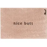 Mad About Mats Fußmatte »Aron«, Badvorleger, Badezimmerteppich, WC-Vorleger, Matte mit Spruch »Nice Butt« lustig, weich, waschbar, rutschfest, Beige, Innen, 50 x 75 cm, 0,9 cm hoch