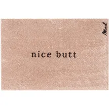 Mad About Mats Fußmatte »Aron«, Badvorleger, Badezimmerteppich, WC-Vorleger, Matte mit Spruch »Nice Butt« lustig, weich, waschbar, rutschfest, Beige, Innen, 50 x 75 cm, 0,9 cm hoch