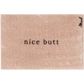 Mad About Mats Fußmatte »Aron«, Badvorleger, Badezimmerteppich, WC-Vorleger, Matte mit Spruch »Nice Butt« lustig, weich, waschbar, rutschfest, Beige, Innen, 50 x 75 cm, 0,9 cm hoch