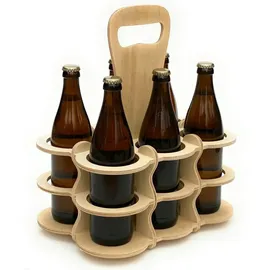 DanDiBo Ambiente DanDiBo Bierträger aus Holz 6 Flaschen Flaschenträger 96143 Flaschenkorb Männerhandtasche Bier