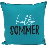 CB Home & Style Outdoor Garten Kissen Wasserabweisend 45x45cm mit Füllung - Sommer (Hallo Sommer - Petrol)