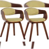 CLP 2er Set Esszimmerstühle ergonomisch Kingston, Stoff walnuss/hellgrün