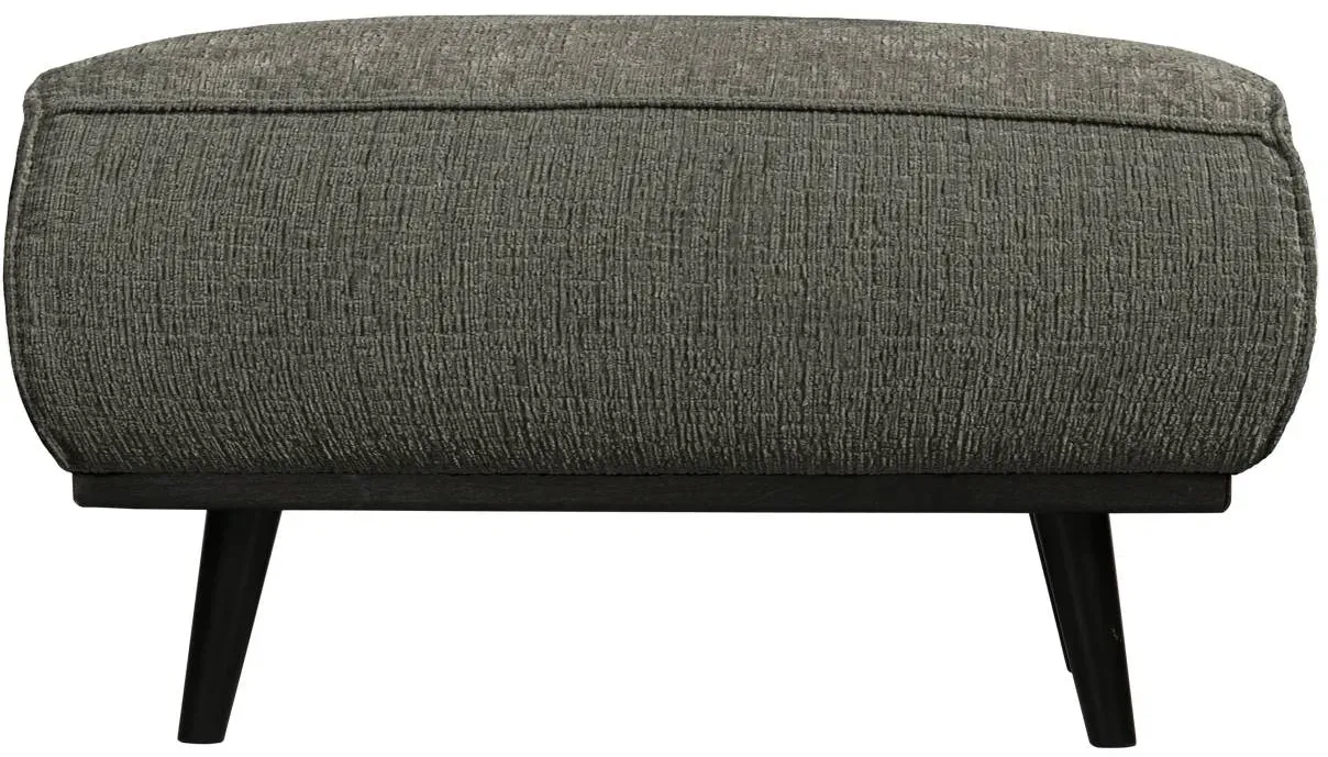 Hocker Statement aus Struktursamt, modern gepolstert, Frost Graugrün, rechteckig, Birkenholzgestell