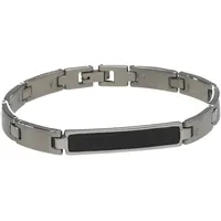 Jacques Charrel Gliederarmband mit gemusterter Einlage Edelstahl silber 21 cm