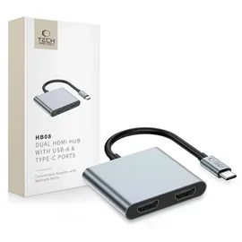 TECH-PROTECT USB-C + USB2.0 + 2 x HDMI 4K 60HZ Adapter 5,8 cm Grau
