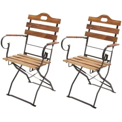 2er-Set Biergartenstuhl MCW-J40, Klappstuhl Gartenstuhl, Gastronomie-Qualität Akazie MVG-zertifiziert ~ naturfarben