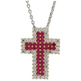 JuwelmaLux Kreuzanhänger JuwelmaLux Anhänger 333/000 (8 Karat) Gold Kreuz mit Zirkonia JL30-02- (1-tlg) rot