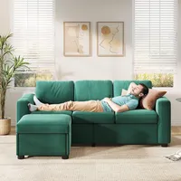 YITAHOME Ecksofa mit Schlaffunktion, 3 Personen Gästebett Couch Sofa mit Chaiselongue, Schlaffunktion und Stauraum Couch mit Armlehnen in L-Form Eckcouch mit Bettkasten (Grün)