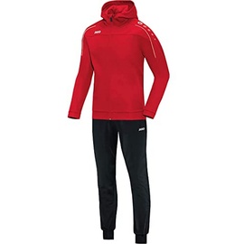 Jako Damen Trainingsanzug Polyester Classico mit Kapuze, rot, 46, M9450