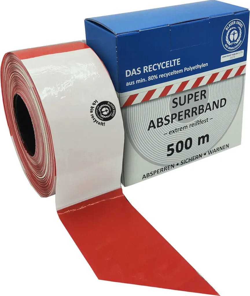 Absperrband "das Recycelte" - rot / weiß