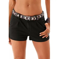 Shorts LASCANA, Damen, Gr. 42, N-Gr, schwarz, Denim/Jeans, Obermaterial: 98% Baumwolle, 2% Elasthan, unifarben, casual, figurbetont kurz, Hosen, aus Baumwollstretch mit Taschen, kurze Hose, Freizeitlook