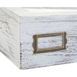 Mendler Aufbewahrungsbox HWC-C25, Teebox Schmuckkästchen Kiste, Paulownia 17x37x33cm ~ weiß, shabby