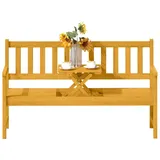 2-sitzer Gartenbank Holz, Wetterfest Sitzbank, Gartenmöbel Mit Rücken- & Armlehnen, Klappbarer Tisch Parkbank 320kg Belastbar, Balkonbank, Holzbank Für Balkon, Garten, 149x56,5x89cm, Teak