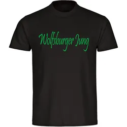 multifanshop Herren T-Shirt - Wolfsburg - Wolfsburger Jung - Druck grün - Männer