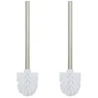 Relaxdays 4x Toilettenbürste, weiß, Weiß,Silber