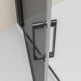 Bernstein Eckdusche mit Drehtür rechts 80 x 90 cm Schwarz/Grau 8 mm Nano Glas NT416