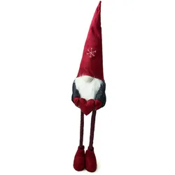 MARELIDA Wichtel ALFRED Dekofigur Bart Herz Teleskopbeine rot grau Weihnachten ausziehbar
