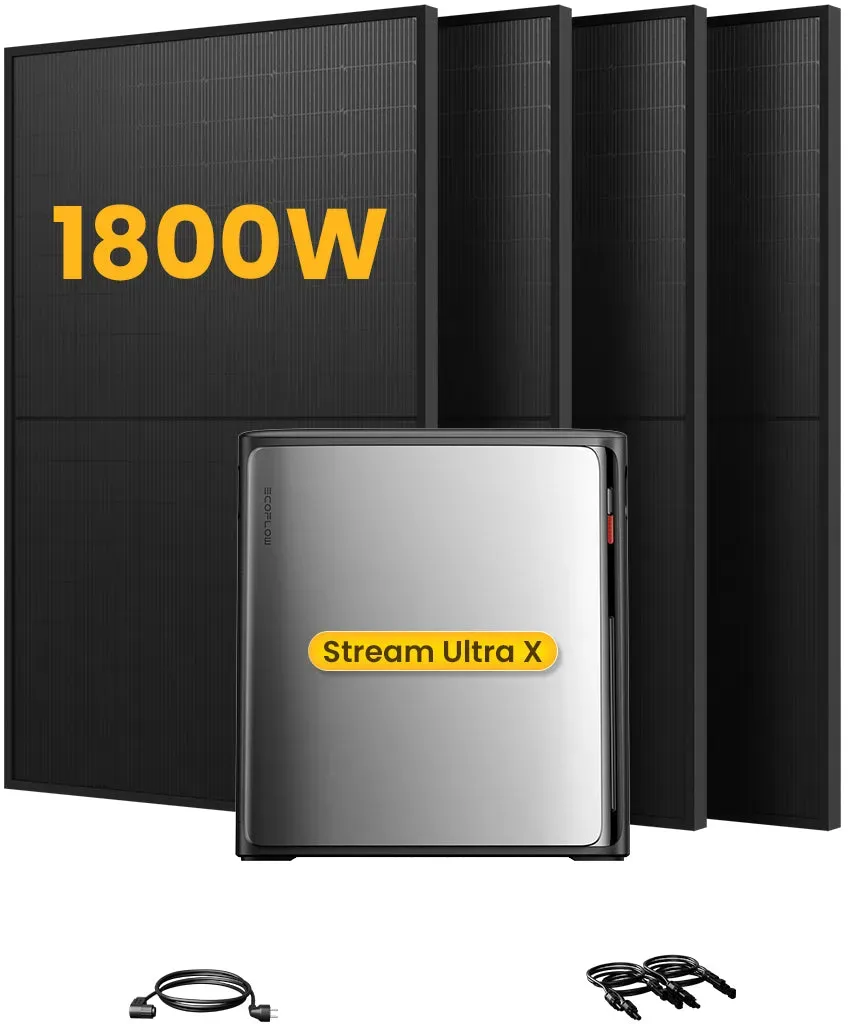 EcoFlow Stream Ultra X, All-in-One Speicher für Balkonkraftwerke, mit 4 x 450 Bifaziale Solarmodule, by Powerness - Stream Ultra X | 3840Wh / ohne Zubehör / Selbstabholung