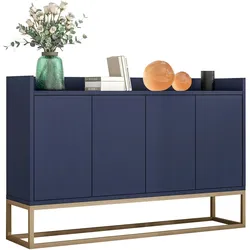 Merax Modernes Sideboard im minimalistischen Stil 4-türiger griffloser Buffetschrank für Esszimmer, Wohnzimmer, Küche Navy