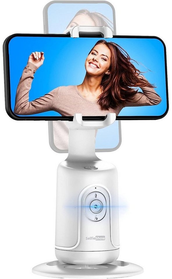 KINSI Gimbal Smartphone, AI Erkennung, 360° Drehung, Handy Selfie Halter Gimbal (Keine APP erforderlich, Handy-Kopf mit automatischer Gesichtserkennung) weiß