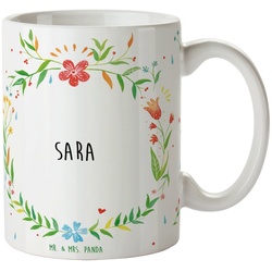 Mr. & Mrs. Panda Tasse Sara – Geschenk, Tasse Sprüche, Becher, Büro Tasse, Kaffeebecher, Tee, Keramik