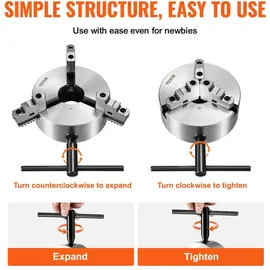 Vevor Drehbankfutter K11-250 250mm Dreibackenfutter HT300-Material 3 Backenfutter Spannbereich 6–250mm 3-Backen, 20Cr, ≥53HRC φ80mm Bohrung Spannfutter Drechselbank Selbstzentrierend