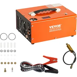 VEVOR PCP Kompressor 30Mpa/4500PSI Luftkompressor 0,5L DC12V & AC230V Tauchkompressor Luftpump inkl. 8-mm-Hochdruckschlauchs mit Schnellkupplung Batterieklemmen Filterwatte Airgun Gewehr