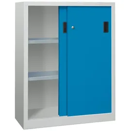 Pavoy Schiebetürenschrank Stahl verzinkt 1200x1000x400 mm grau/Blau 2 Böden