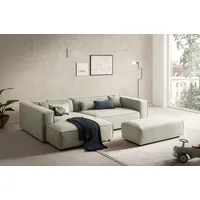 LeGer Home by Lena Gercke Polsterecke »PIARA XXL, L-Form mit Schlaffunktion, Big-Sofa in Cord o. Leinenoptik«, Hocker stellbar zum Schlafsofa (Krokodilverbinder), tiefe Sitzfläche