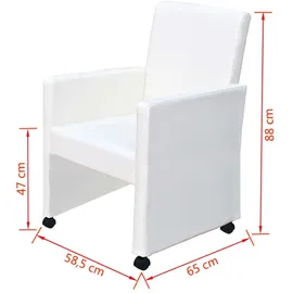 vidaXL Esszimmerstühle 2 Stk. Weiß Kunstleder