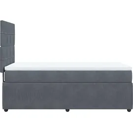 vidaXL Boxspringbett mit Matratze Dunkelgrau 90x200 cm Samt - Grau